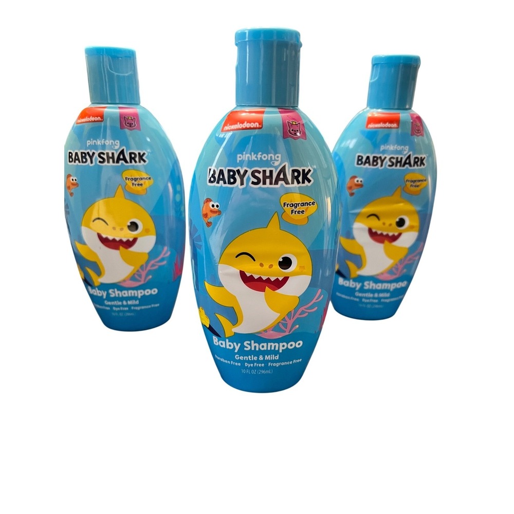 Pinkfong Baby Shark Fragrance Free Shampoo 10oz 3 Pack Gentle Mild Paraben Free